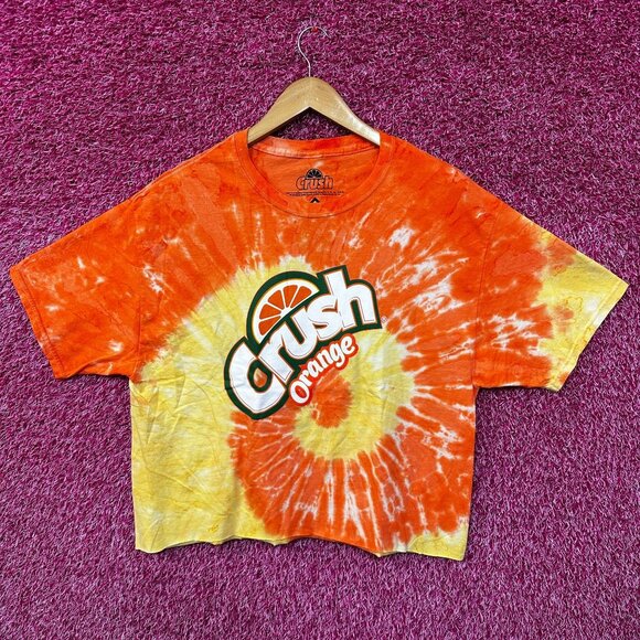 Crush Tops - Crush Orange Citrus Flavored Soda Promo Tie Dye Crop Top L